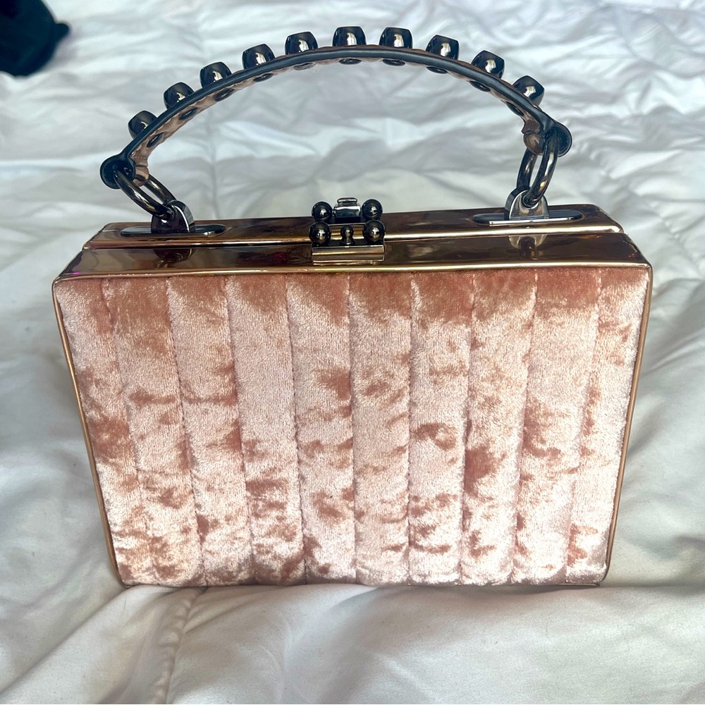 Nasty Gal Crushed Velvet Baby Pink Purse